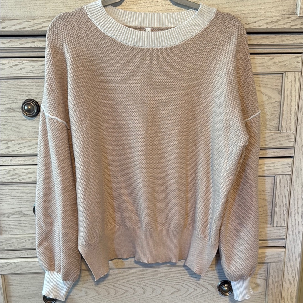 Cozy Knit Sweater in Beige and Cream
